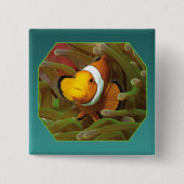 Clownfish in green anemone. Photographic Design |  Vierkante Button 5,1 Cm (Voorkant)