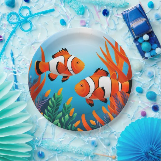 Clownfish in zeewier papieren bordje (Feest)