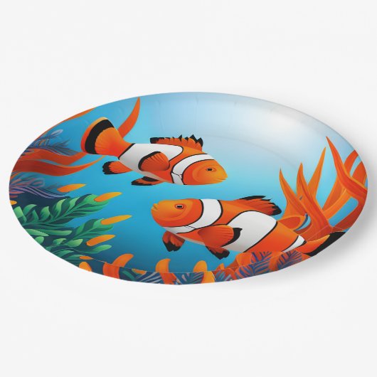 Clownfish in zeewier papieren bordje (Gekanteld)