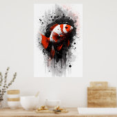 Clownfish Ink Painting Poster (Keuken)