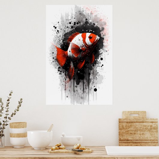 Clownfish Ink Painting Poster (Keuken)