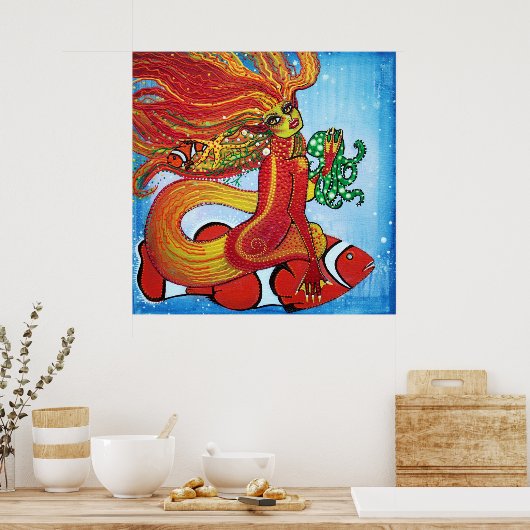 Clownfish Mermaid Poster (Keuken)