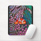 Clownfish Zee Anemone "Glas in lood" design! Muismat (Met muis)