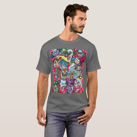 CLOWNS-ALL-OVER-Dark Shirten T-shirt (Voorkant volledig)