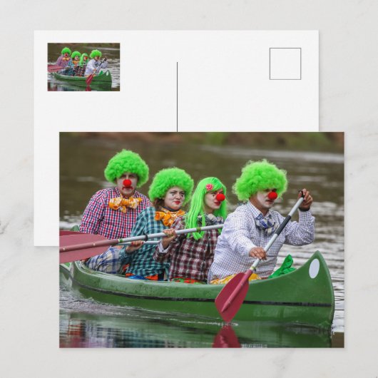 Clowns boating on river. feestdagenkaart (Voorkant / Achterkant)