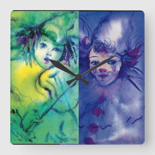 CLOWNS COLLECTIE / Venetian Masquearde Ball Vierkante Klok (Voorkant)