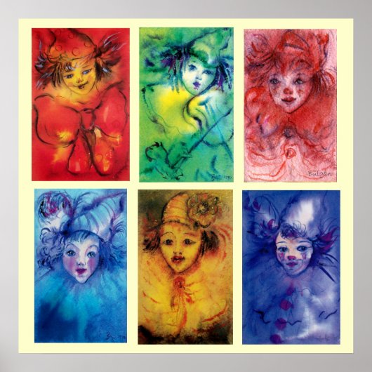 CLOWNS COLLECTIE Venetian Masquearde Faces Poster (Voorkant)