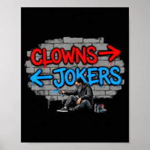 Clowns en grappenmakers graffiti street art richti poster