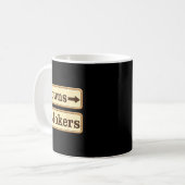 Clowns en grappenmakers retro grappig sarcastische koffiemok (Voorkant links)