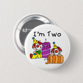 Clowns en kaarsen 2e verjaardag overhemden en cade ronde button 5,7 cm (Voorkant /achterkant)