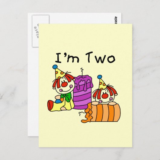 Clowns en kaarsen 2e verjaardag Tshirts en geschen Briefkaart (Voorkant / Achterkant)