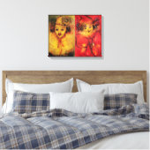 CLOWNS IN GEEL EN ROOD CANVAS AFDRUK (Insitu (Slaapkamer))