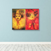 CLOWNS IN GEEL EN ROOD CANVAS AFDRUK (Insitu (Houten vloer))