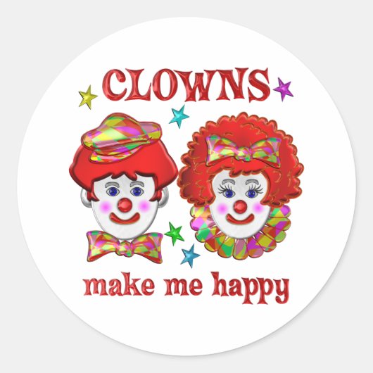 Clowns maken me gelukkig ronde sticker (Voorkant)
