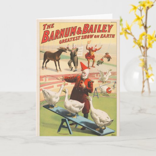 Clowns met optredende ganzen, hanen en ezels. kaart (Gele Bloem)