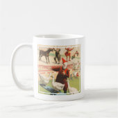 Clowns met optredende ganzen, hanen en ezels. koffiemok (Links)