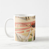 Clowns met optredende ganzen, hanen en ezels. koffiemok (Links)