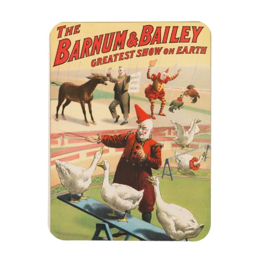 Clowns met optredende ganzen, hanen en ezels. magneet (Verticaal)