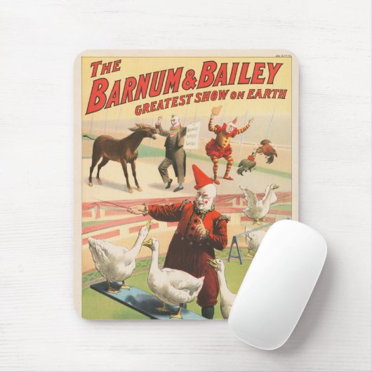 Clowns met optredende ganzen, hanen en ezels. muismat (Met muis)