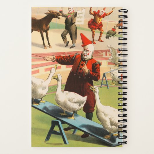 Clowns met optredende ganzen, hanen en ezels. notitieboek (Achterkant)