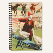 Clowns met optredende ganzen, hanen en ezels. notitieboek (Voorkant)