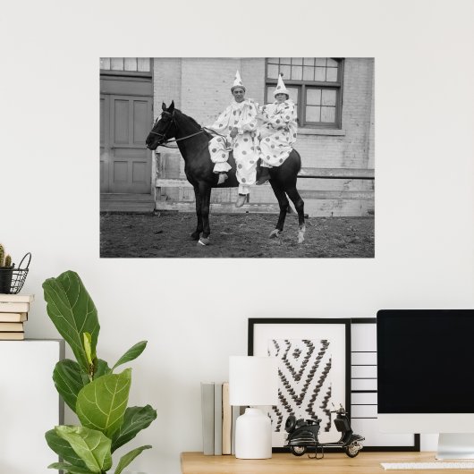 Clowns op een paard poster (Thuiskantoor)