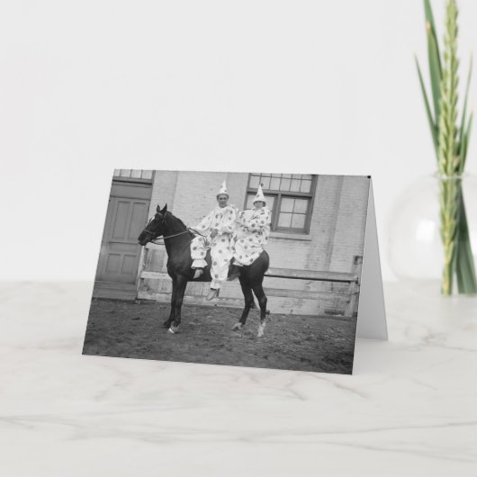 Clowns op een paard, verjaardag kaart (Voorkant)