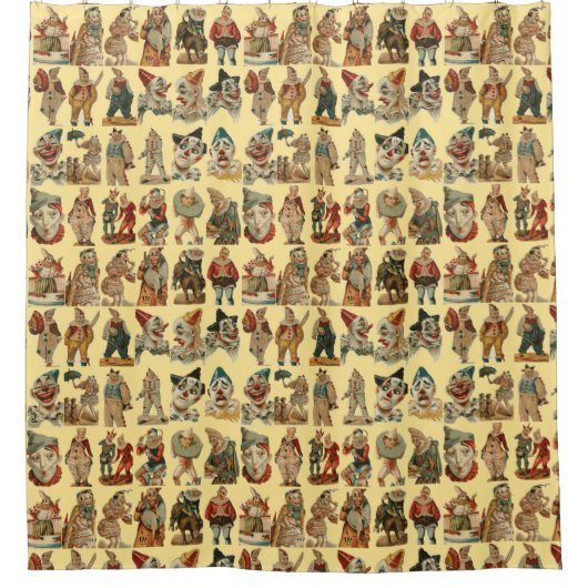  clowns op geel douchegordijn (Voorkant)