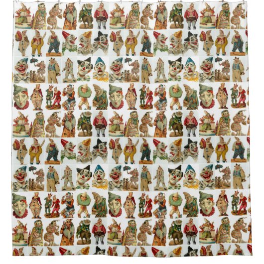  clowns op wit douchegordijn (Voorkant)