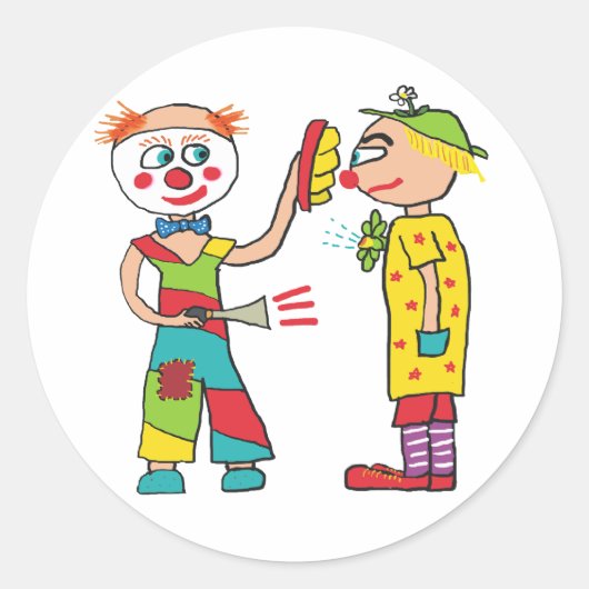 Clowns Ronde Sticker (Voorkant)