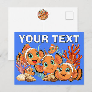 Clownvis Cartoon grappig Familie Onderwater Briefkaart