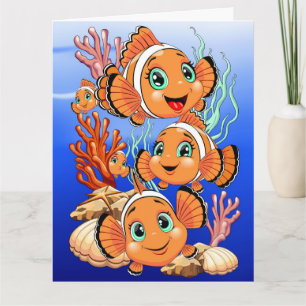 Clownvis Cartoon grappig Familie Onderwater Kaart
