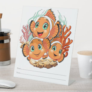 Clownvis Cartoon knuffel Familie Onderwater Reclamebord Met Voetstuk