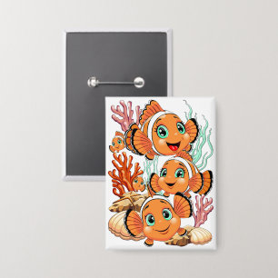 Clownvis Cartoon leuk Familie Onderwater Button