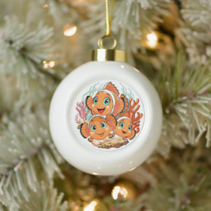 Clownvis Cartoon leuk Familie Onderwater Keramische Bal Ornament
