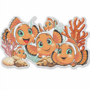Clownvis Cartoon lief Familie Onderwater Sticker