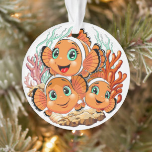 Clownvis Cartoon vrolijk Familie Onderwater Ornament