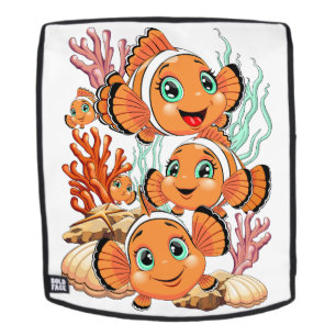 Clownvis Cartoontje schattig Familie Onderwater Rugtassen