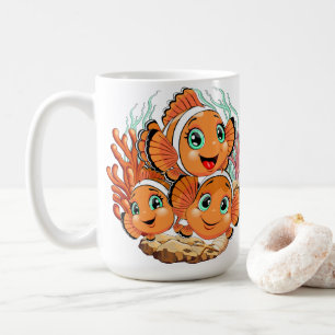 Clownvis Cartoontje schattig Gezin Onderwater Koffiemok