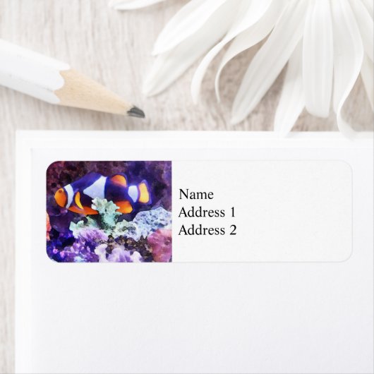 Clownvis en koraal etiket (Insitu)