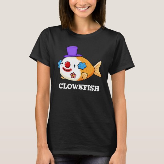 Clownvis Grappig Dier Vis Punt Donkere BG T-shirt (Voorkant)