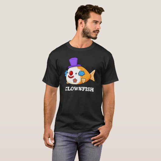 Clownvis Grappig Dier Vis Punt Donkere BG T-shirt (Voorkant volledig)