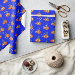 Clownvis in bellen en zeewier cadeaupapier