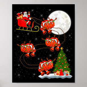 Clownvis Santa slee van vliegende grappige magisch Poster