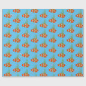 Clownvissen in bubbels en zeewier cadeaupapier (Vlak)