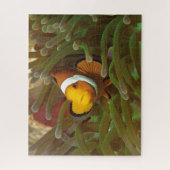 Clownvissen in groene anemoon. Coralreef Raja Ampa Legpuzzel (Verticaal)