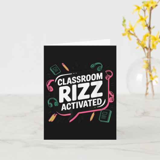 Clroom Rizz Activated, Gen Z Alpha, Back To School Kaart (Gele Bloem)