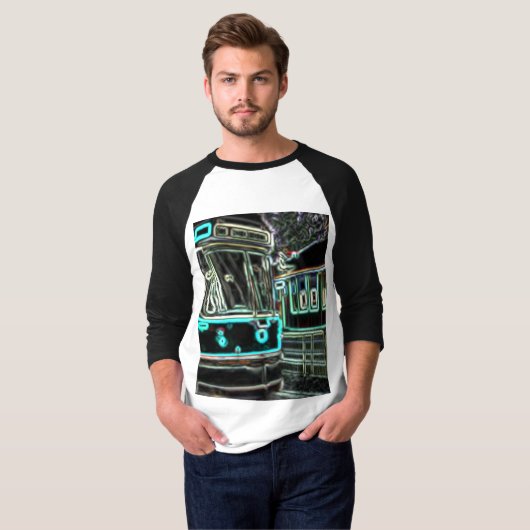 CLRV Neon bij stn Mannen 3/4 Sleeve Raglan T-Shirt (Voorkant volledig)