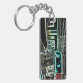 CLRV Neon bij stn Rectangle Acryl Sleutelhanger (Voorkant Links)