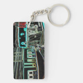 CLRV Neon bij stn Rectangle Acryl Sleutelhanger (achterkant)